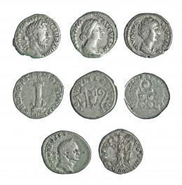 172  -  Lote 8 denarios, diferentes emperadores y augustas, de Vespasiano a Marco Aurelio. BC+/MBC.