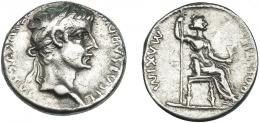 192  -  TIBERIO. Denario. Lugdunum (36-7 d.C.). R/ Livia entronizada con cetro y patas del trono decoradas. RIC-30. Ligeramente abrillantada. MBC.