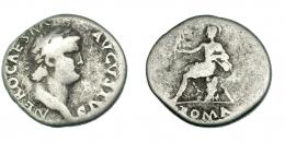 197  -  NERÓN. Denario. Roma (64-65 d.C.). R/ Roma sentada a izq. RIC-55. BC+/BC.