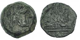 CARTEIA. Semis. A/ Cabeza de Saturno a der.; detrás S, delante CARTEIA. R/ Proa a der.; encima AE D/ CN. AMI, debajo L. ARG. CNH-29. I-630. ACIP-2573. 