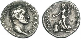 205  -  GALBA. Denario. Roma (68-69). R/ Salus sacrificando a izq; SALVS GEN HVMANI. RIC-205. Hojitas. MBC-/BC+.