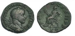 289  -  GORDIANO III. Sestercio. Roma (240). R/ Apolo sentado a izq. RIC-301. MBC-. 