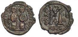 JUSTINO II. Follis. Nicomedia (577-8). R/ Año reinal 4, oficina A. SBB-369. MBC+.