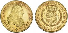 412  -  8 escudos. 1745. México. MF. VI-1744. Golpecito en canto. EBC-/EBC.