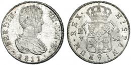 4 reales. 1811. Valencia. SG. VI-945. Fuertes rayas de ajuste en anv. y vano en rev. por lo demás EBC-.