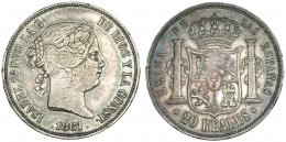 20 reales. 1861. Madrid. VI-517. Rayitas y golpecitos. MBC-