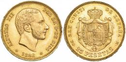 25 pesetas. 1882* 18-82. Madrid. MSM. VII-111. Pequeña rebaba en gráfila. EBC.