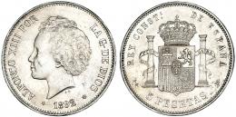 5 pesetas. 1892* 18-92. Madrid. PGM. VII-184. EBC+.