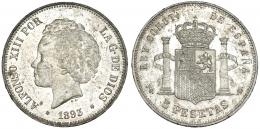 5 pesetas. 1893* 18-93. Madrid. PGL. VII-185. Marcas. B.O. SC.