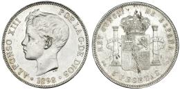 5 pesetas. 1898* 18-98. Madrid. SGV. VII-190. Marcas. EBC.