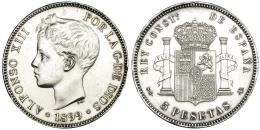 5 pesetas. 1898* 18-98. Madrid. SGV. VII-191. Abrillantada. EBC-.