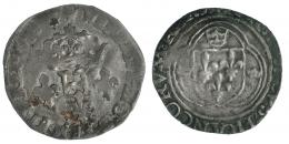 FRANCIA. Lote 2 monedas: blanca Carlos VII (1422-61) y doble sol Parisis fecha invisible Enrique III. BC+/MBC-.