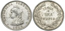 INDIA PORTUGUESA. Rupia. 1912. VA. Gomes-09.01. Finas rayas. EBC-.