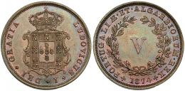 PORTUGAL. V 5 reis. 1874. Gomes-02.06. R.B.O. EBC+.