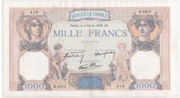 FRANCIA. 1000 francos. 2-2-1939. Pick-90. Pequeños puntos de óxido. MBC+.