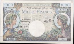 FRANCIA. 1000 francos. 19-12-1940. Pick-96a. Grafiti 80a a lápiz en la esquina superior derecha. MBC+.