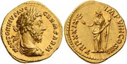 MARCUS AURELIUS AUGUSTUS. Aureus. AV 7.27 g. M ANTONINVS AVG – GERM SARM Laureate, draped and cuirassed bust r. Rev. TR P XXIX – IMP VIII COS III Felicitas standing facing, head l., holding caduceus in r. hand and vertical sceptre in l. A lovely portrait struck in high relief and a light reddish tone. Virtually as struck and almost Fdc.