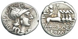 ANTESTIA. Denario. Roma (136 a.C.). R/ L. ANTES (nexadas) debajo de la cuadriga de Júpiter. CRAW-238.1. FFC-151. BC+.