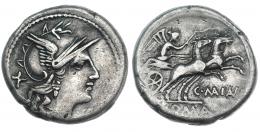 113  -  MAIANIA. Denario. Roma (153 a.C.). R/ Ley. MAIANI (nexada). CRAW-2013.1a. FFC-832. MBC/MBC-.