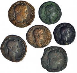 Lote 6 bronces de Alejandro Severo: sestercios (3), dupondio (1) y ases (2). BC+.-.
