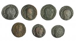 Lote 7 follis. Módulos mediano y grande. De BC+ a MBC.