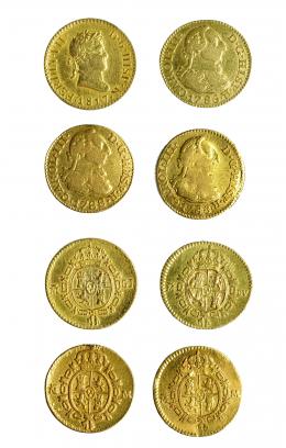 Lote 4 piezas de medio escudo: 1786, 1788 (2) y 1817. Madrid. Todas con soldaduras. MBC-/MBC.