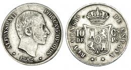 10 centavos. de peso. 1882. Manila. VII-53. MBC-.