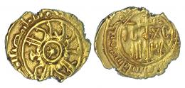ESTADOS ITALIANOS. SICILIA. Rogelio II (1130-1154). Tarí. Messina. A/ Estrella en el centro. AU 1,06 g. Spahr-71. MBC.