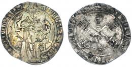 ESTADOS PONTIFICIOS Y VATICANO. Martín V (1417-1431). Gros. Aviñón. Duplessy-1826. Leves oxidaciones. MBC+/MBC.