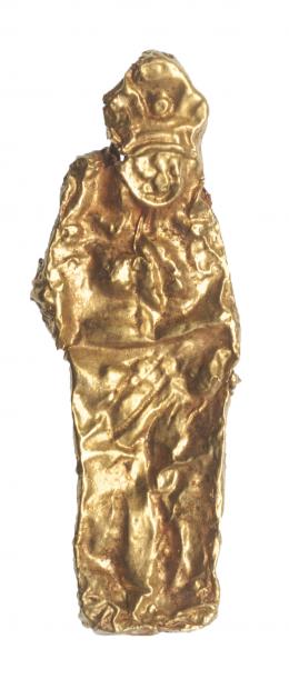 475  -  MUNDO CLÁSICO ORIENTAL? Oro. Colgante con represntación femenina con tocado. Altura 35 mm.