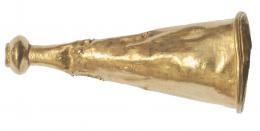 486  -  ROMA. Imperio Romano. I-III d.C.? Oro. Elemento decorativo troncocónico con perforaciones en parte inferior y superior. Con fracturas. Altura 30 mm.