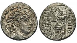 REINO SELÉUCIDA. Filipo I. Tetradracma (93-83 a.C.). R/ Zeus entronizado a izq. con Nike y cetro; bajo el trono monograma. AR 15,48 g. COP-425 vte. SBG-7196 vte. Plata agria. MBC/MBC+.