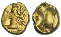 PERSIA. Reyes Aqueménidas (Darío I a Jerjes II). Dárico (485-420). A/ Rey persa o héroe arrodillado a der. con lanza y arco. R/ Punzón incuso. AU 8,35 g. COP-274-277. SBG-4679. MBC-.