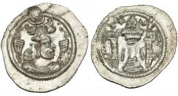 IMPERIO SASÁNIDA. Dracma. Peroz. Ceca móvil Balh? (457-483). SES-tipo II. AR. 4,20 g. EBC-.