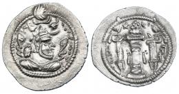 IMPERIO SASÁNIDA. Dracma. Peroz. Ceca móvil Balh? (457-483). SES-tipo II. AR. 4,09 g. EBC-.