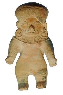 PREHISPÁNICO. Figura femenina. Cultura Jama Coaque (siglos VI-X d.C.). Terracota. Representación femenina. Altura 24,3 cm.