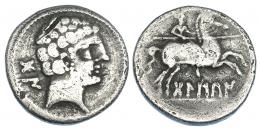 BOLSKAN. Denario. R/ Ley. BoLSKaN sobre línea. AR 3,83 g. CNH-2. I-1911. ACIP-1413. Raya en anv. BC+.