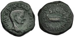 ARSE-SAGUNTUM. As. Tiberio. A/ Cabeza a der. R/ Nave a der. I-2091. AE 14,77 g. RPC-202. APRH-202g. . MBC-.
