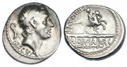 MARCIA. Denario. Roma (56 a.C.). R/ A-Q-V-A-MR-C en los 5 arcos del acueducto. CRAW-425.1. FFC-895. Acuñación floja. MBC+.