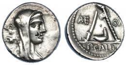 SULPICIA. Denario. Roma (69 a.C.). R/ Ley. AE-CVR (nexada). CRAW-406.1. FFC-1135. Contramarca en anv. Limpiada. MBC+.