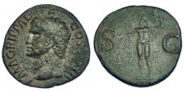 AGRIPA (bajo Calígula). As. Roma. R/ Neptuno a izq.; S-C. RIC-58. Pátina verde. MBC-/BC+.