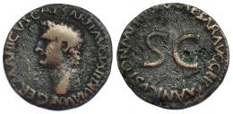 GERMÁNICO (bajo Calígula). As. Roma (37-38). A/ Cabeza de Germánico a izq. R/ SC rodeado por C CAESAR AVG GERMANICVS PON M TR POT. RIC-35. Pequeñas erosiones en rev. BC+.
