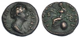 FAUSTINA LA MAYOR. As. Roma (post. 141). R/ Aeternitas sentada sobre globo a izq.; AETERNITAS, S-C. RIC-1159. MBC-.
