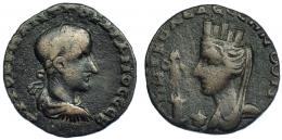 GORDIANO III. AE-29. Edesa (Mesopotamia). R/ Busto de Tyche, delante Marsyas? RPC-VII.2. id. 2892. BC+.