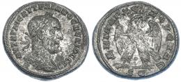TRAJANO DECIO. Tetradracma. Antioquía (Siria) (249-250). R/ Águila a izq. con cabeza vuelta y glóbulo entre las patas. PR-562. SGI-No. RPC-IX, 1779.  MBC+/EBC-.