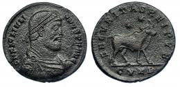 JULIANO II. Doble maiorina. Cízico (361-363). R/ Toro a der.; SECVRITAS REI PVB, exergo CVZB. RIC-127. Superficies rugosas. MBC-.