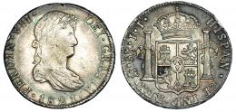 8 reales. 1821. México. JJ. VI-1101. Golpecitos en canto y pequeñas marcas. Pátina gris. MBC/MBC+.