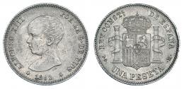 Peseta. 1891*18-91. Madrid. PGM. VII-151. Pequeñas marcas. Pátina gris. MBC+.