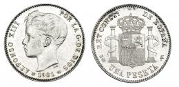 Peseta. 1901*19-01. Madrid. SMV. VII-157. Rayitas en rev. EBC.