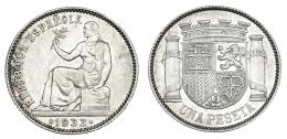 Peseta. 1933*3-4. Madrid. Reverso girado 10º. VII-218.1. EBC-.